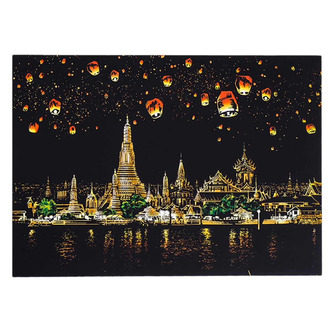 Детские игрушки 40,5*28,5 см ночь в Сингапуре DIY нарисованная картина скрапание художественная бумага для рисования и живописи+ нарисованная палочка рамка кисти