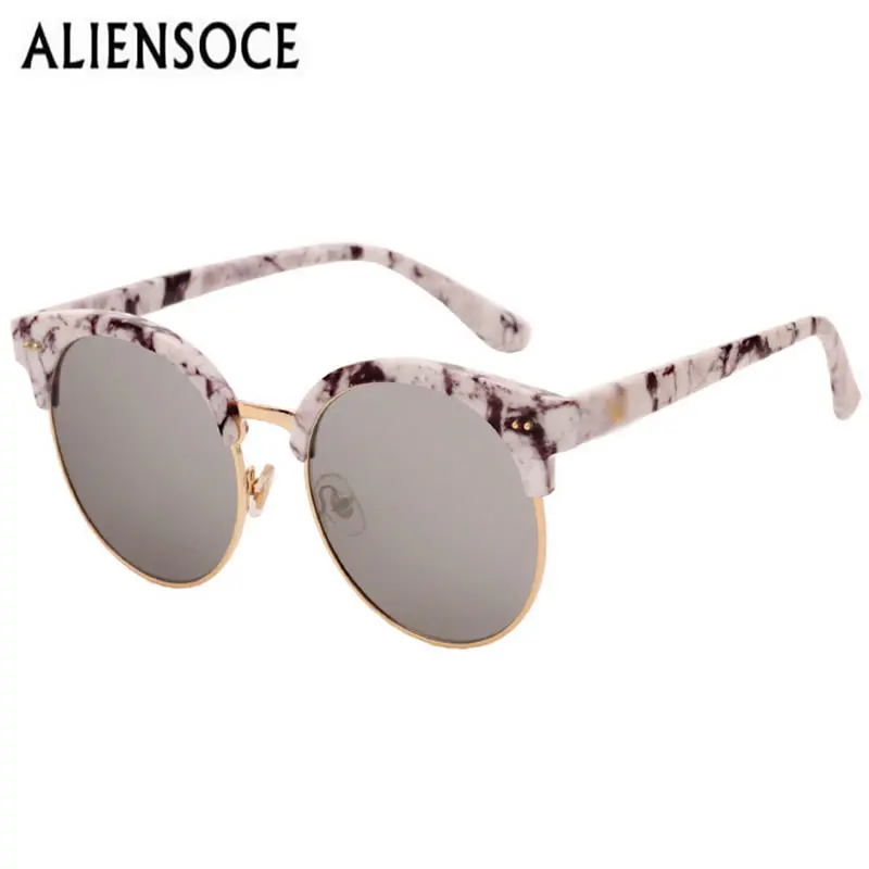 Fashion Half Frame Women Retro Rivet Sunglasses Cl...