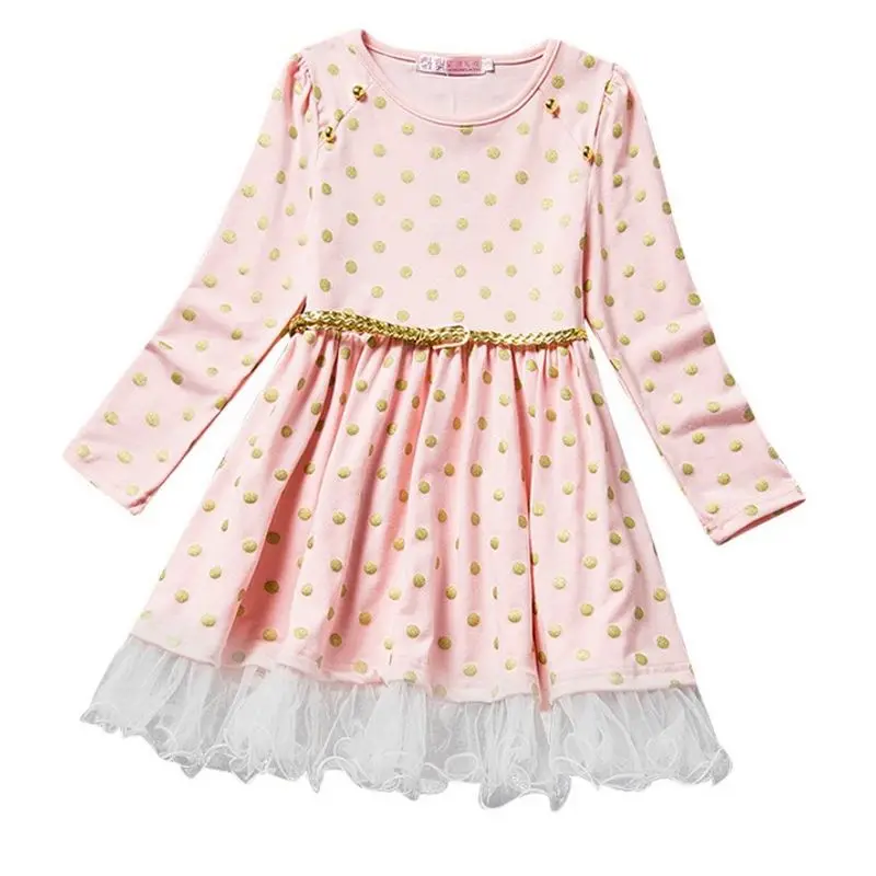 

Spring Autumn Long Sleeves Polka Dot Children Girls Clothes Casual School Dress for Girls Tutu Dress Girl Party Clothing