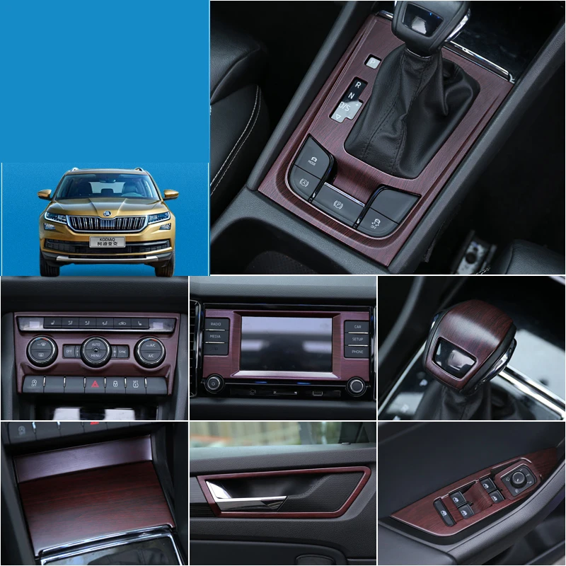 

Lsrtw2017 Stainless Steel Car gear panel Air Cinditioning Switch Gear Lever Cover Window Control Panel for Skoda Kodiaq