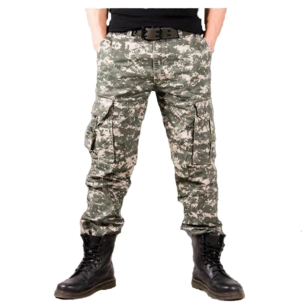 

Men's Cargo Pant Baggy Casual Men Tactical Pant Multi Pocket Military Overall Male Outdoors Long Trouser Army Camouflage JOGGER