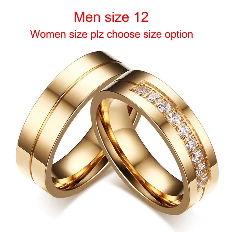 Meaeguet 1 пара обручальные кольца для пары группа нержавеющая сталь годовщина, обещание ювелирные изделия Alliance Bijoux - Цвет основного камня: Add men size 12