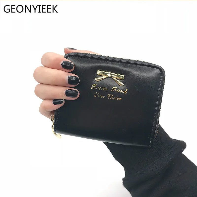 

Candy Color Bow Design Women Leather Wallet Short Slim Mini Money bag Wallet Coin Card Purses Holders Clip Female