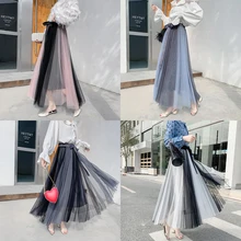 P Ammy Сетка Пряжа бархатная юбка Новая летняя Женская Весенняя большая юбка женская модная Лоскутная юбка со складками