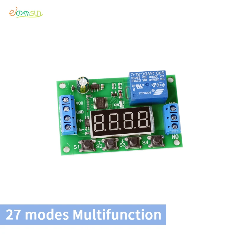 

Smart Electronics Delay Relay Delay Turn On / Delay Turn off Switch Module with Timer DC5V12V24V Loop 27 modes Multifunction