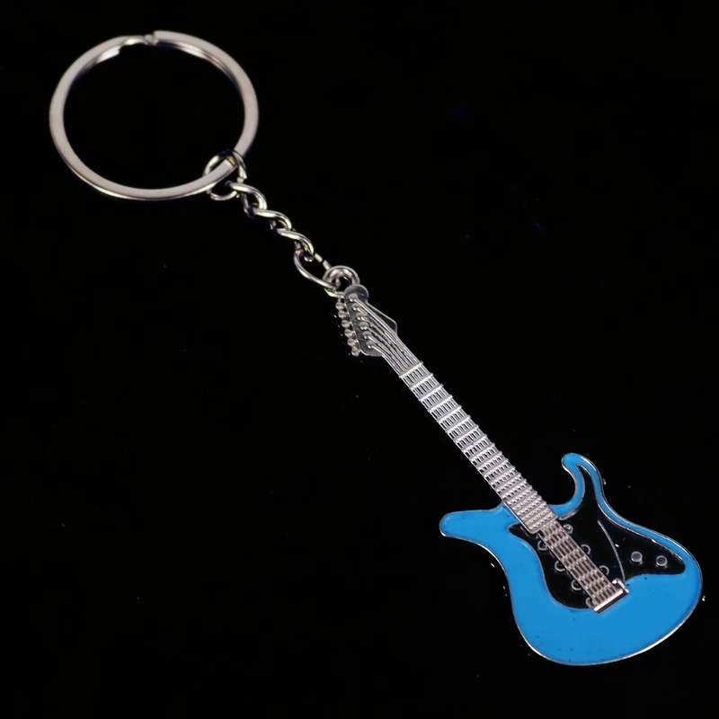Дизайн классический брелок-Гитара Автомобильный брелок для ключей Музыкальные инструменты Серебряный кулон для мужчин и женщин подарок