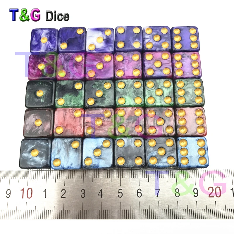Цветные кости D6 комплект 6 шт./компл. T & G Высокое качество 16 мм микс-Цвет Стандартный горошек игра квадратный Coner азартные игры