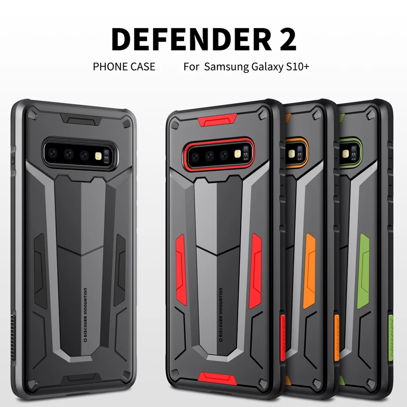 

10pcs/lot Wholesale Nillkin Defender II Case With Stand Impact Hybrid Armor Hard Cover For Samsung Galaxy S10 plus Phone Case