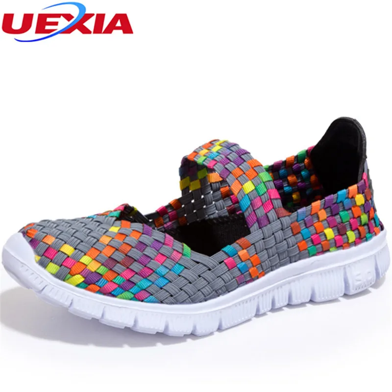 

UEXIA 2018 New Handmade Women Flats Casual Shoes Breathable Female Woven Shoes Slip On Flat Ladies Loafers Handmade Mixed colors