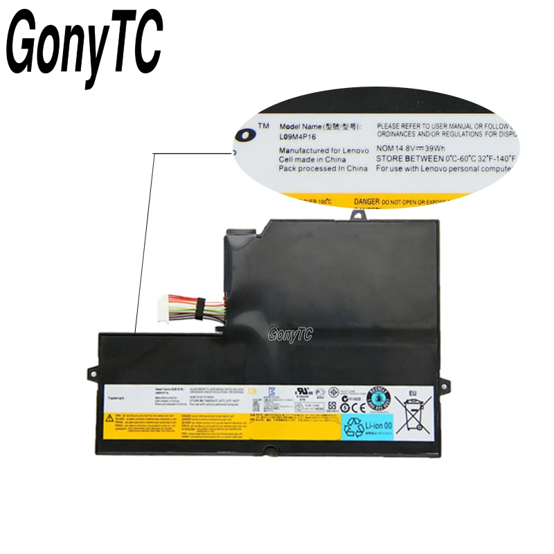 Оригинальный аккумулятор GONYTC L09M4P16 для ноутбука Lenovo IdeaPad U260 14 4 В 39WH подлинные