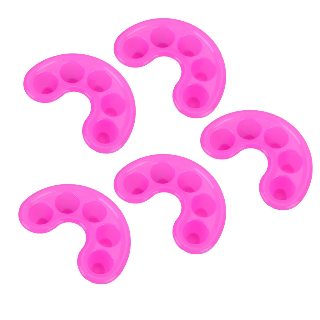 Set of 5pcs Nail Art Hands Five Holes Soak Bowl Tray Treatment , Nail Polish Remove Soaking Bowl Manicure Bathing Tool Kit
