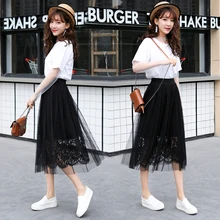 Модные миди летние Миди-юбки однотонные ботильоны-Длина Кружева империи сетки плиссированные Продвижение Специальное предложение юбка