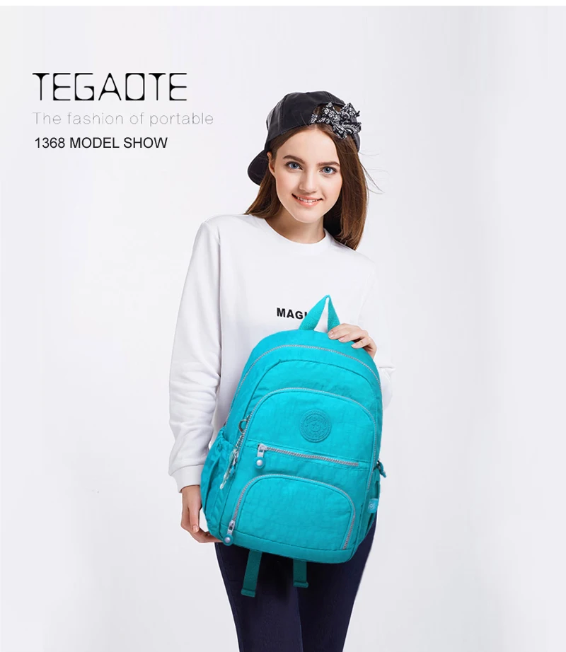 TEGAOTE, школьный рюкзак для девочек-подростков, Mochila Feminina, женские рюкзаки, нейлоновый водонепроницаемый повседневный рюкзак для ноутбука, женский рюкзак