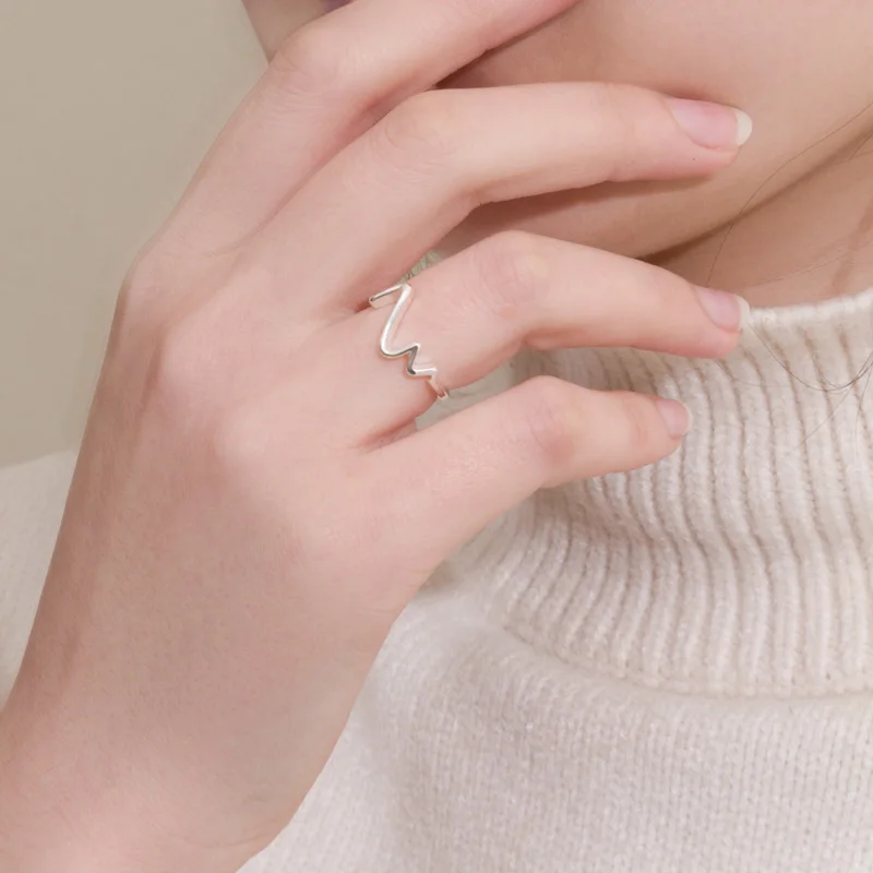 Трендовый стиль 925 пробы Серебряное геометрическое кольцо для женщин Регулируемый размер Обручальные кольца Подарки для девочек вечерние ювелирные изделия Anillos