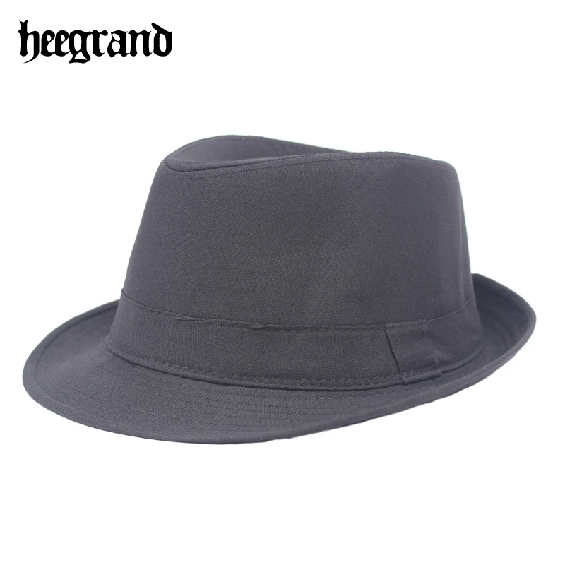 HEE GRAND 2018 Wide Brim Men Fedora Hats Jazz Caps Flat Top Hat Gorras