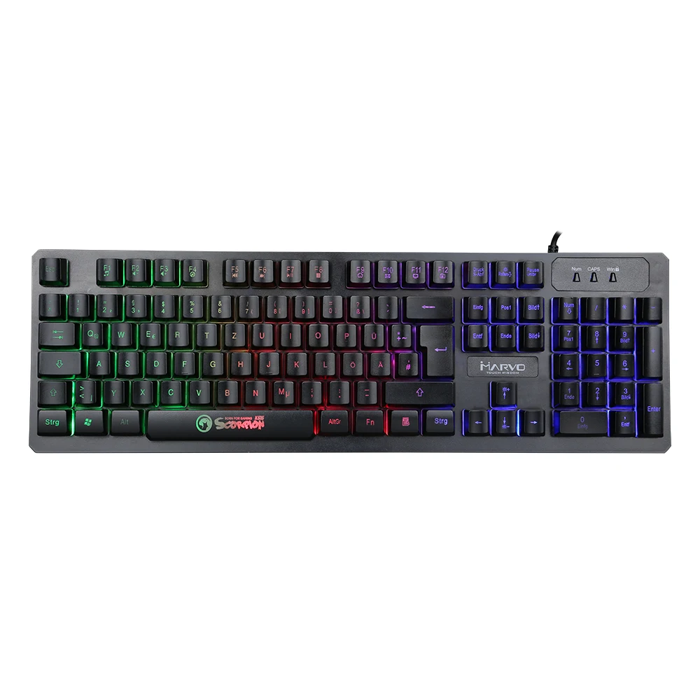 MARVO K616 игровая клавиатура светодиодный Радуга Подсветка проводная с USB