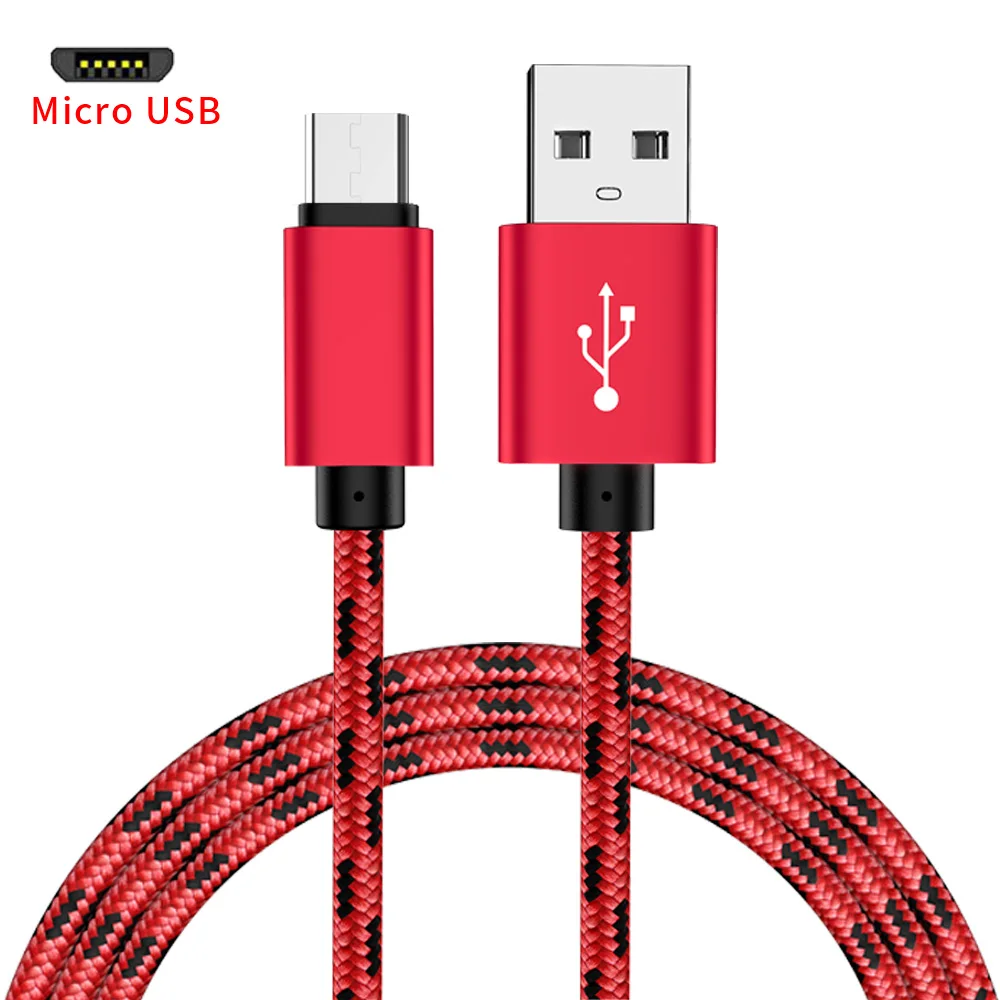 REZ кабель Micro USB 2.4A Быстрая Зарядка Кабель Microusb для samsung Xiaomi huawei htc Tablet Android мобильный телефон USB шнур - Цвет: Красный