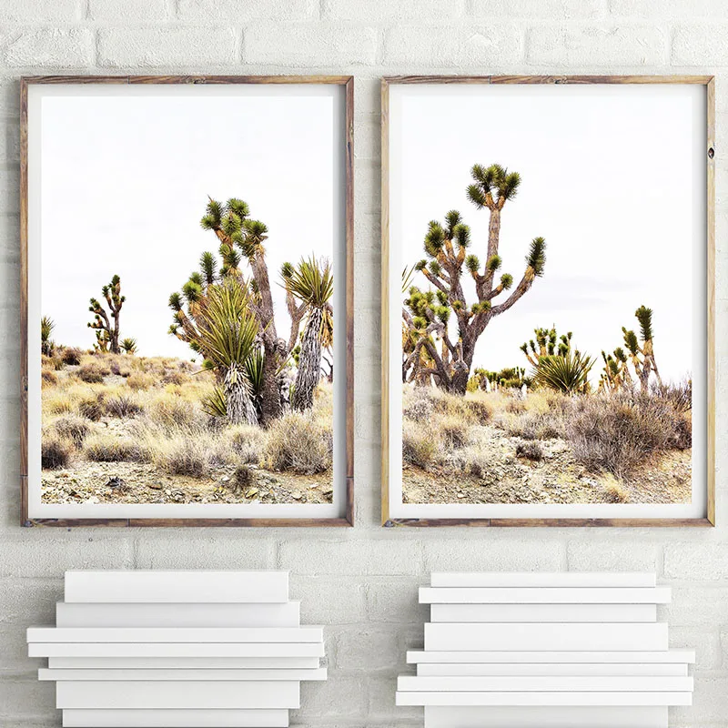 

Nordic Modern Art Desert Branch Cactus Painting Tree Posters and Prints Tree Canvas Wall Pictures for Living Room Camel Wall Art