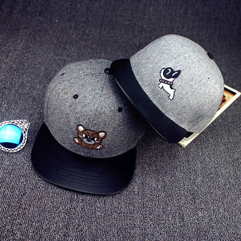 

2017 cotton bear dog Adjustable baseball cap sports hat Street dance cap outdoor hip-hop cap snapback cap for men and women 68