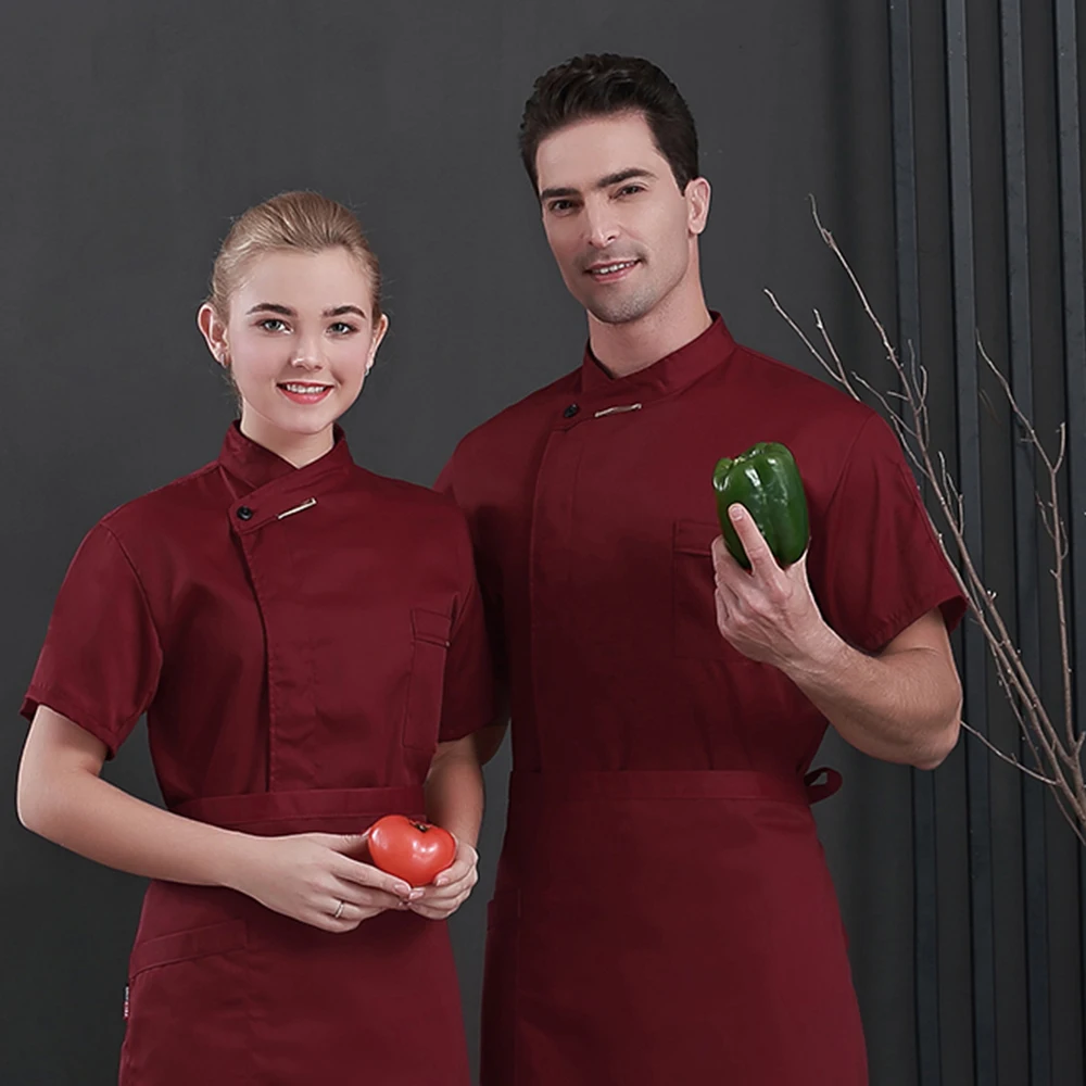 Unisex Chef Jacket Coat Restaurant Hotel Work Uniform Short Mesh Sleeves E09 