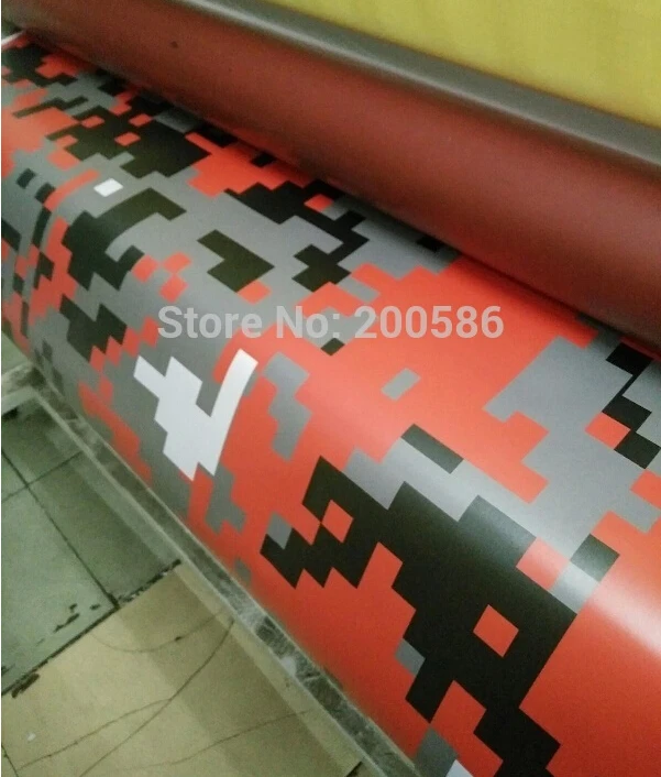 Красная Тигровая камуфляжная виниловая пленка без пузырьков красная Пиксельная