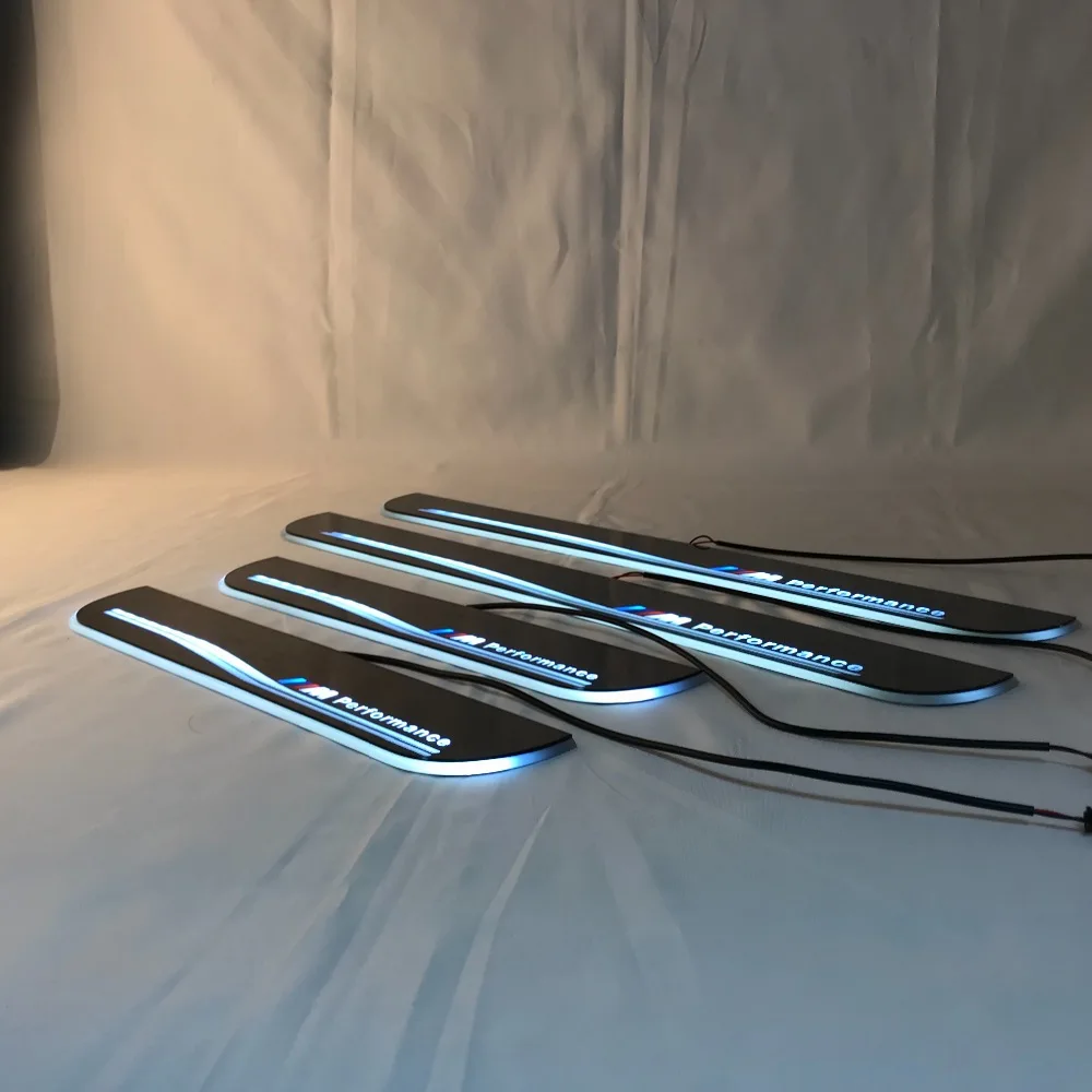 

RQXR led moving door scuff for bmw e46 dynamic door sill plate flat lining overlay flow/fixed light, 4pcs