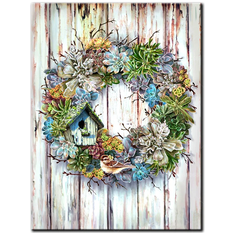 

Full Square/Round drill 5D DIY diamond Painting Cross Stitch Succulent Wreath Diamond Embroidery Mosaic Rhinestone Gift A1120