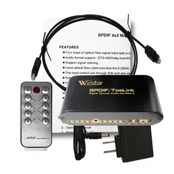 Wiistar розничная продажа SPDIF/TOSLINK оптический цифровой аудио True Матрица 4x2 коммутатор/сплиттер 4 в 2 из 4 до 2 Оптовая продажа