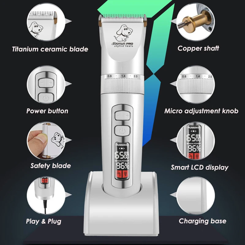 Профессиональный электрический триммер для домашних животных перезаряжаемый кошачий клипер для стрижки собак бритва lcd скорость/мощность дисплей машинка для стрижки волос