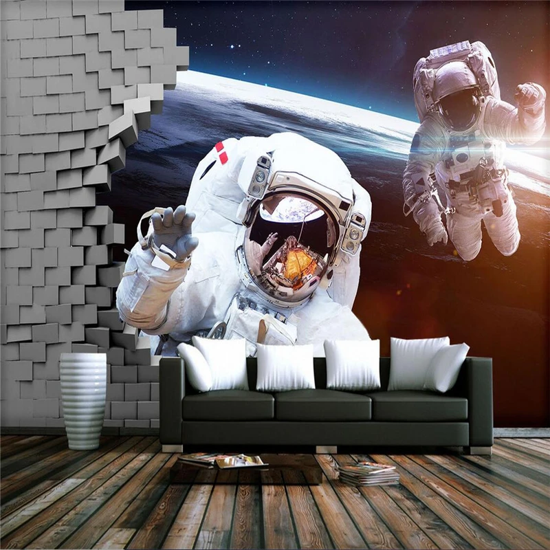 

Custom Large Wall Murals Astronaut Cosmic Galaxy Photo 3d Wallpaper Environment Friendly Bar Wallpaper TV Background Study