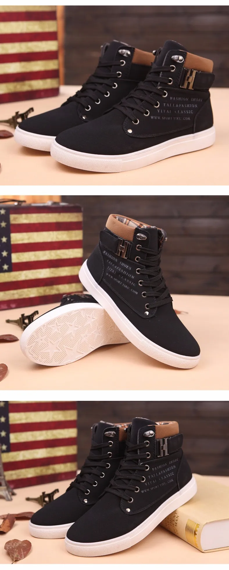 New fashion Nice men shoes winter high top lace up casual ankle autumn flock men shoes British style casual shoes ET09 (4)