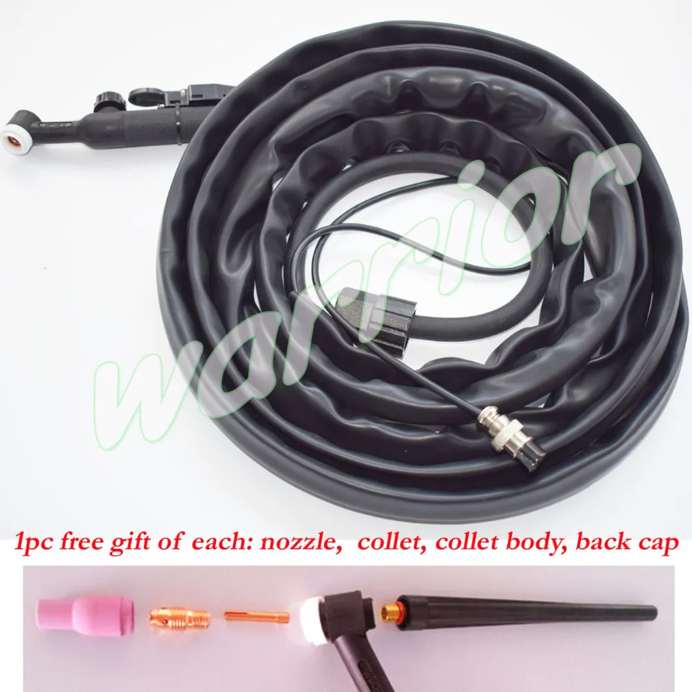 WP-9FV Air-Cooled TIG Welding Torch Flexible Gas Valve Head 125-Amp 12FT