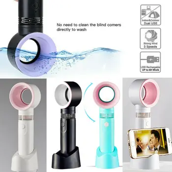 

2019 Fashion Portable Cool Bladeless Hand Held Cooler Mini USB Cable No Leaf Handy Fan 2Styles