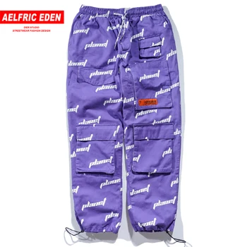 

Aelfric Eden High Street 2018 Men's Pockets Decorative Lettter Streetwear Casual Baggy Pants Mens Hip Hop Harajuku Trousers B058