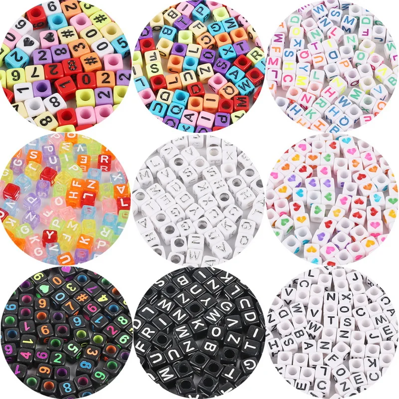 

Wholesale Hot Sale 100pcs 6mm Mixed Acrylic Square English Alphabet Letter Charms Beads For Jewelry Making DIY Garment Beads