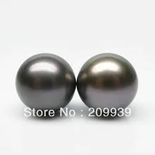 Hj 00122 блеск! 2 шт. черный серый круглый 11.1 мм свободно таити жемчужные серьги