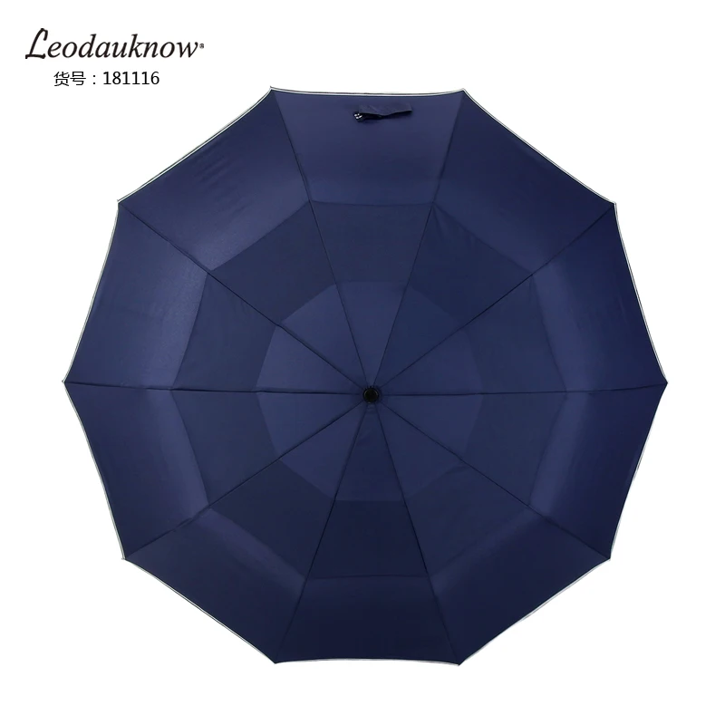 Leodauknow прочный Ветрозащитный Автоматический зонт 10 ребер светоотражающие