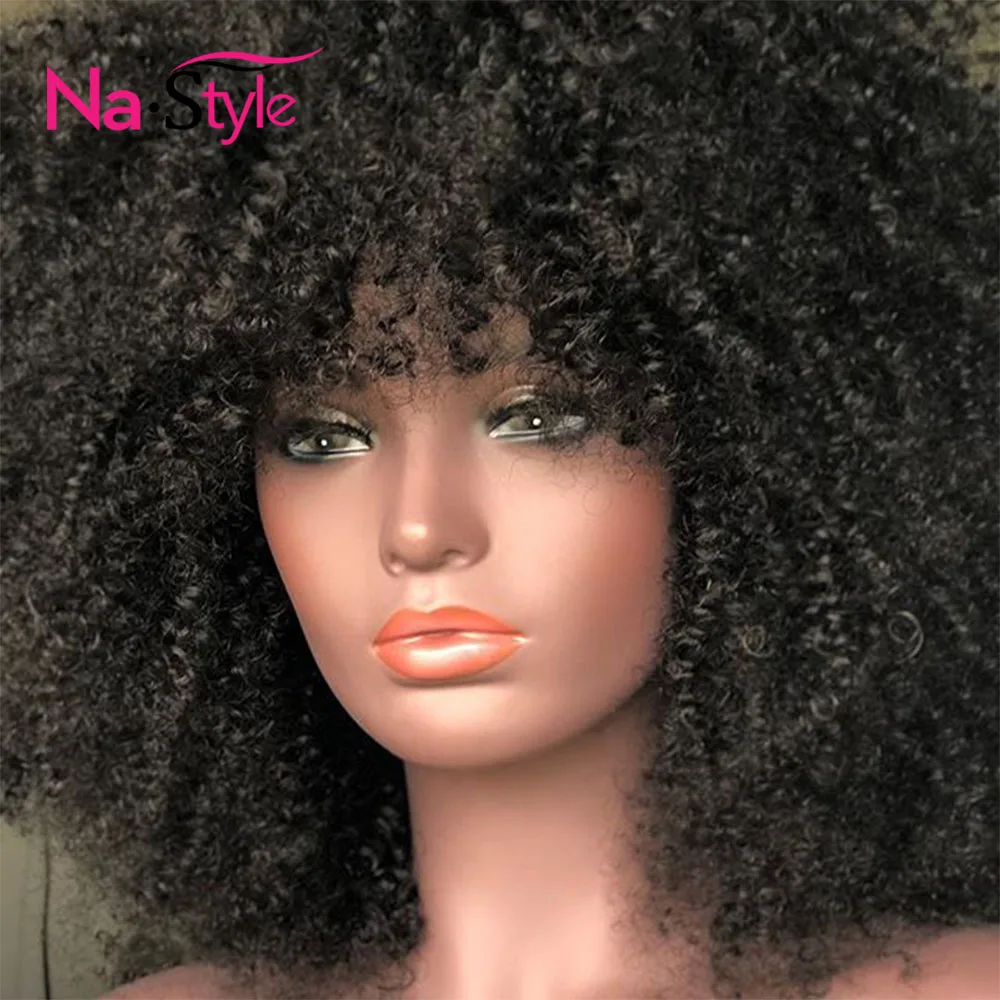 Африканские Курчавые Кудрявые парики с челкой Deep часть 13x6 Синтетические волосы на кружеве человеческих волос парики для чернокожих Для