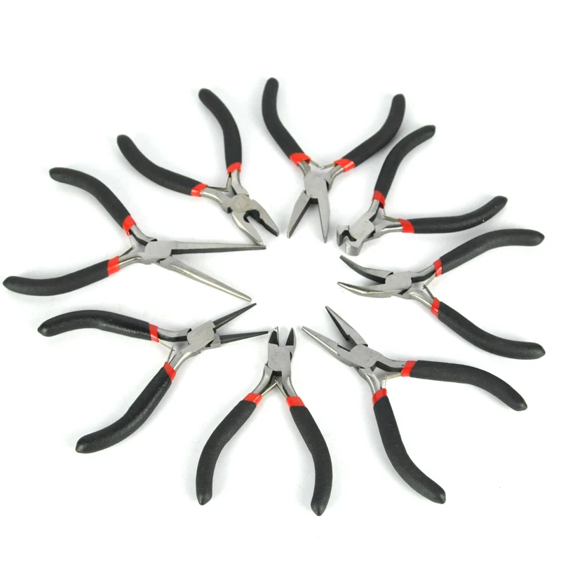

BORUiT 8pcs/Set Mini pliers Cutter Pliers Manual Diagonal Pliers Household Small Curved Nose Flat Pliers Carbon Steel Tool Wood