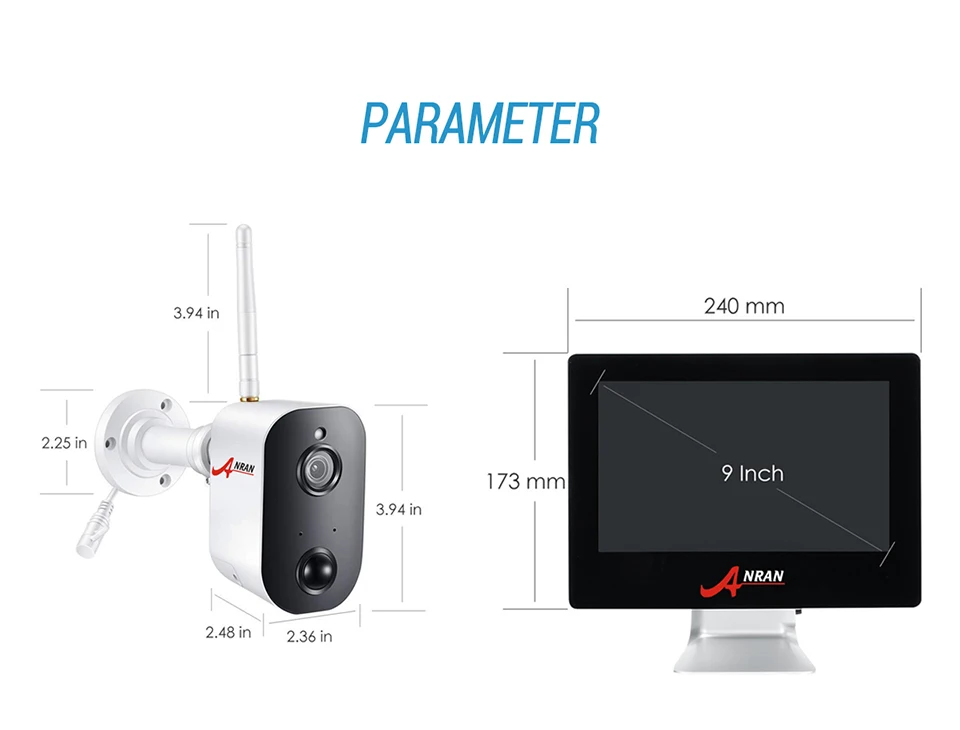 ANRAN P2P 8CH 12 дюймов ЖК-дисплей монитор NVR 2,0 МП 36IR на открытом воздухе 1080P Ночное видео аудио IP беспроводная камера безопасности Системы 1/2/3 ТБ HDD