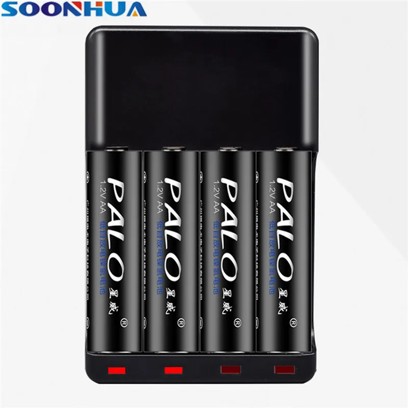 

SOONHUA Portable DC 5V 1A Battery Charger Universal 4 Slots Charging Adapter for AA AAA NI MH NiCd Batteries Charger USB Power