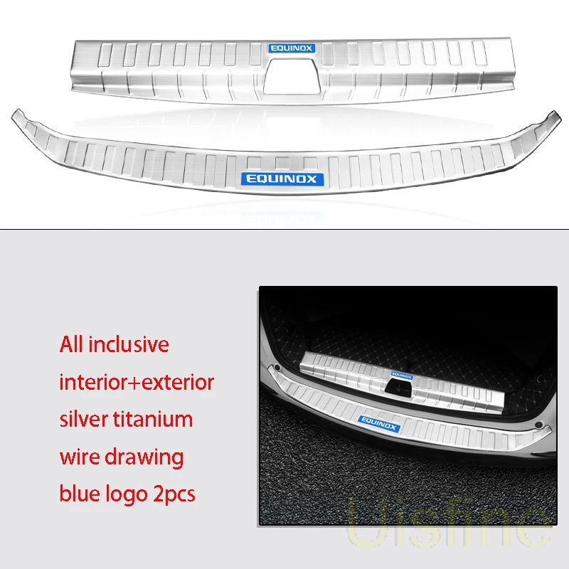 Задняя защитная накладка для багажника из нержавеющей стали защита порога доска устойчивый к царапинам цветок для Chevrolet Equinox - Цвет: silver blue logo