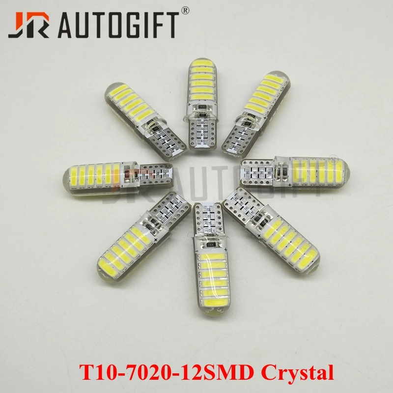 10 шт. габаритный светильник s T10 7020 светодиодный 12 SMD СВЕТОДИОДНЫЙ 194 W5W Хрустальный автомобильный боковой клиновидный светильник лампа холодный белый 6000K автомобильный Стайлинг 12В