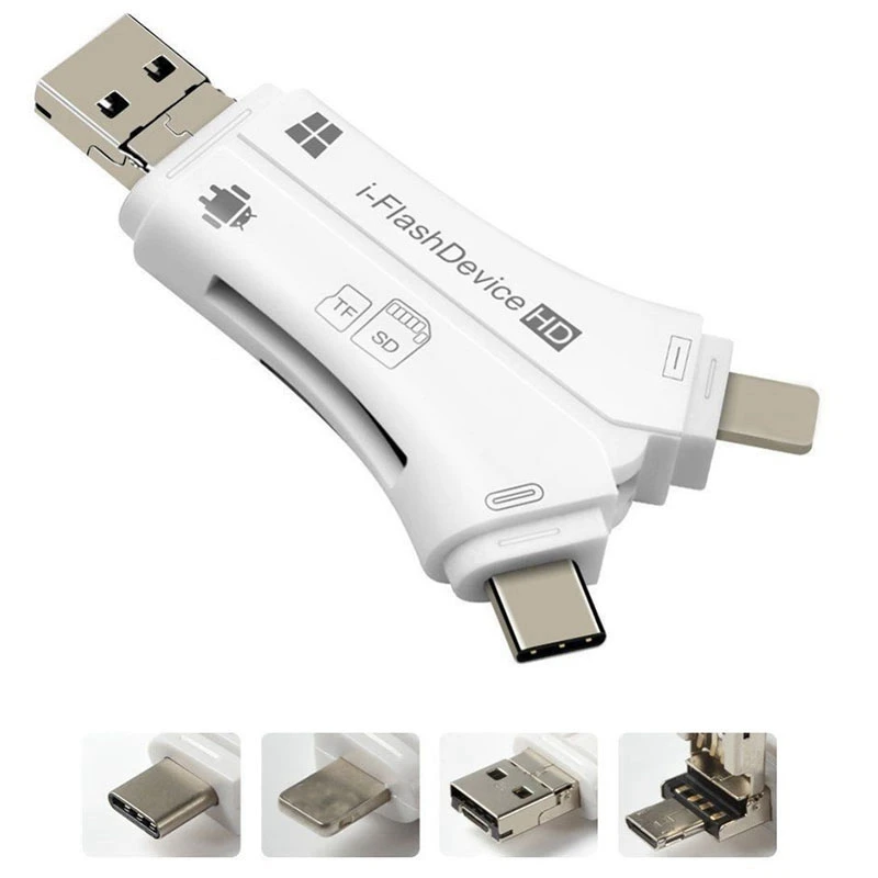 4 в 1 I флеш накопитель Usb Micro Sd и Tf кардридер адаптер для Iphone 5 6 7 8 Ipad Macbook Android