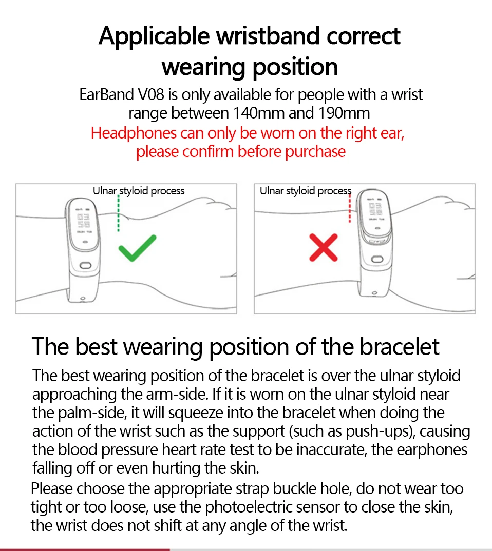 Smart band V08 Smart Watch Bracelet Waterproof Earphone Sensor Fitness Tracker Heart Rate Test  Smart Talk Band For Android ios (28)
