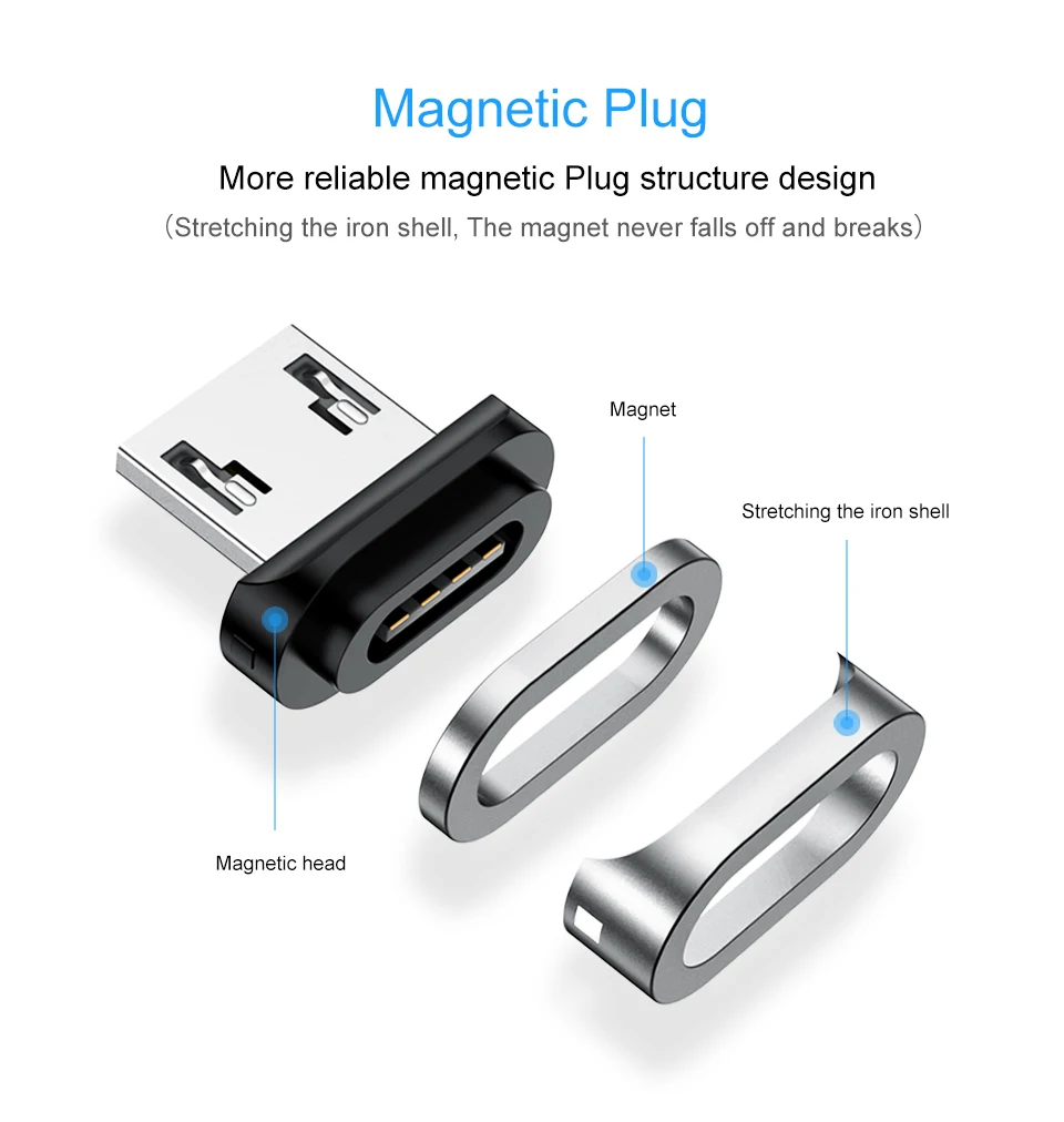 Elough 2 м Магнитный кабель usb type C кабель для iphone xr Micro usb кабель USB C шнур для зарядки телефона магнитное зарядное устройство для lightning Кабель Tipe c шнур для зарядки телефона