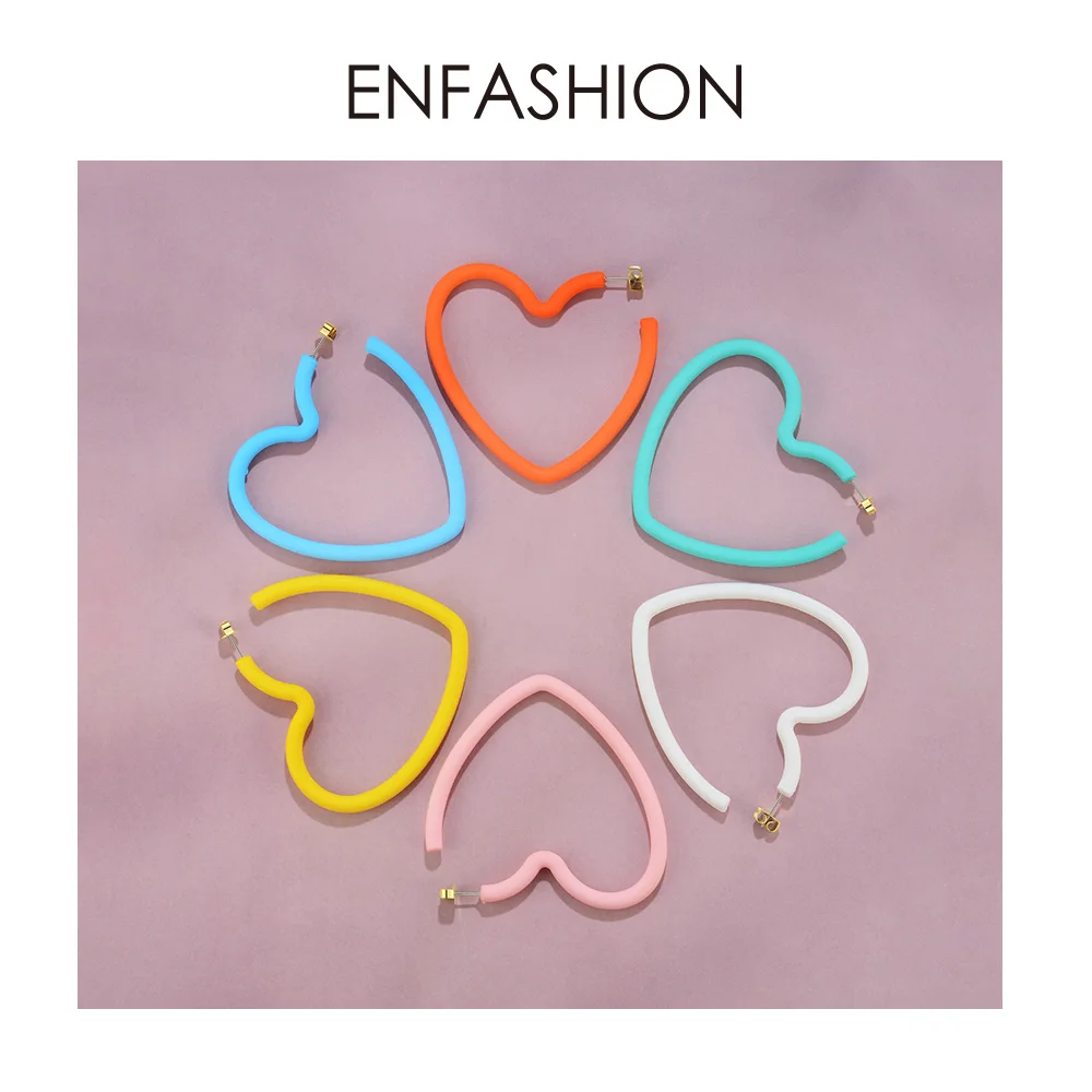 ENFASHION серьги-кольца в форме сердца из смолы для женщин, 2 пары, большие цветные серьги-обручи, модные ювелирные изделия, подарки Aros Aretes E191075