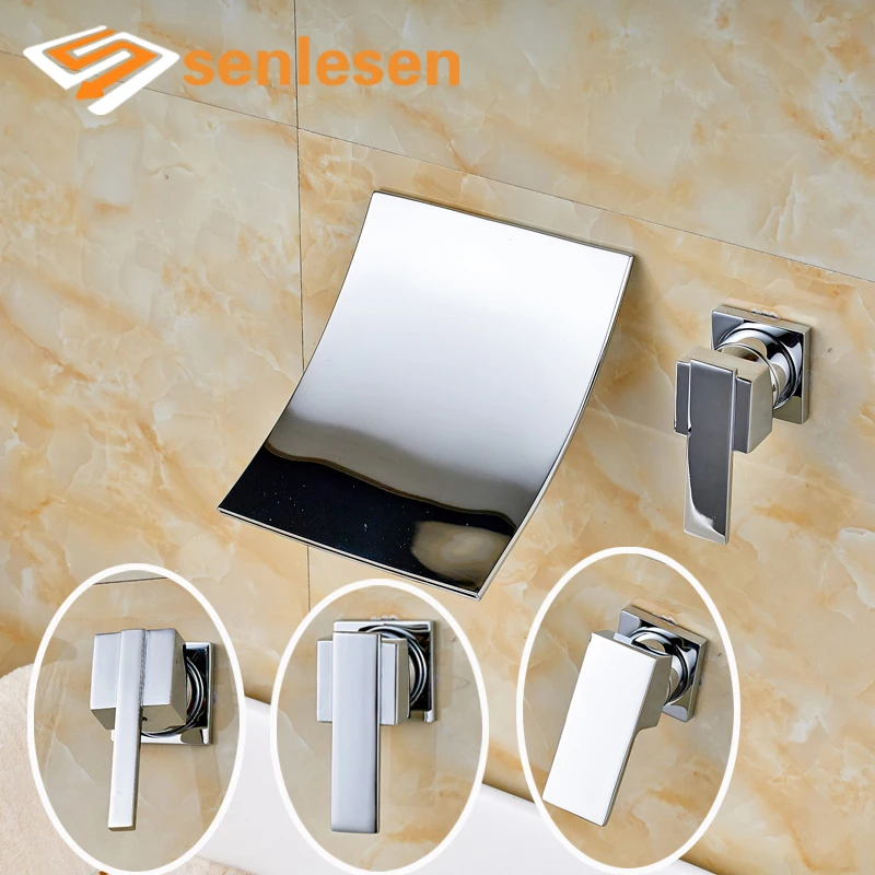 

Multiple Types Basin Sink Mixer Faucet with Single Handle Waterfall Spout Bright Chrome