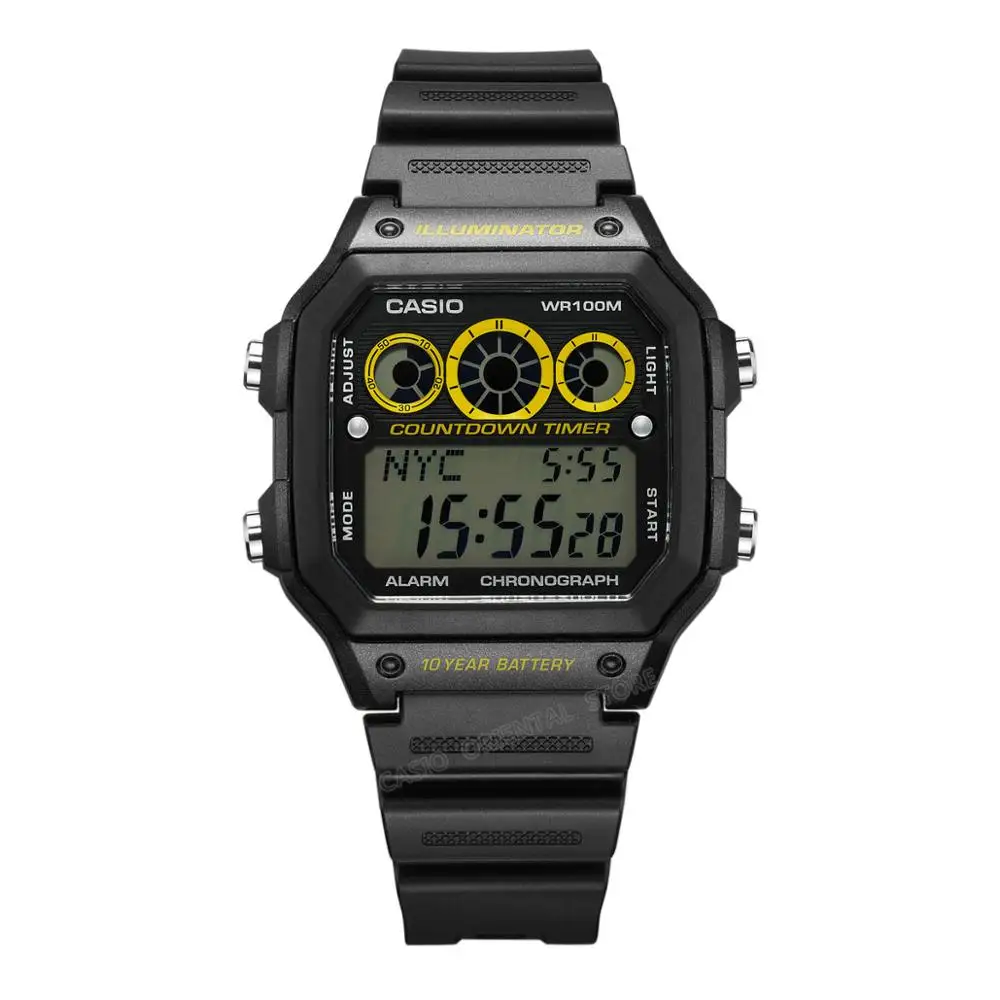 Casio лучший бренд роскошных Мужчин Спортивные AE-1200WHD-1A цифровые Часы Водонепроницаемый Полный Календарь Сигнализация нержавеющей стали группа Relogio - Цвет: AE-1300WH-1A