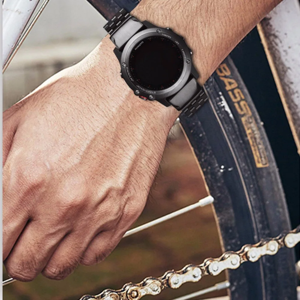 Ремешок из нержавеющей стали для наручных часов Garmin Fenix 6X /6X Pro Sapphire / 5X /5X Plus 3/ 3